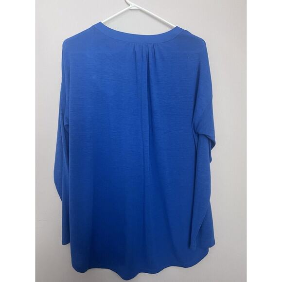 Loft Outlet Flowy Blouse Size Large Blue Long Sleeve - Picture 2 of 10